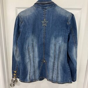 Jeanstar Denim‎ Blazer Jacket Womens Large Star Design Casual Workwear